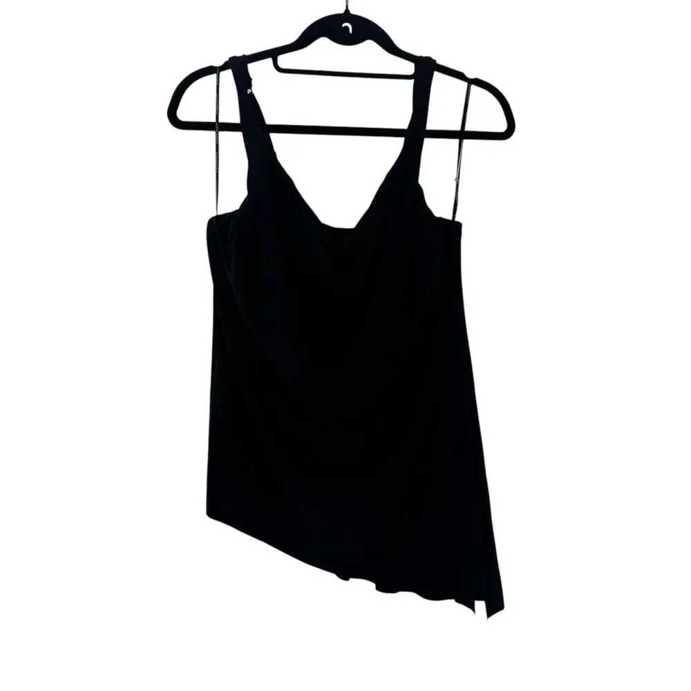Magicsuit Draped CowlNeck Winnie Tankini Top Adjustable Straps Black Size 8 NWOT